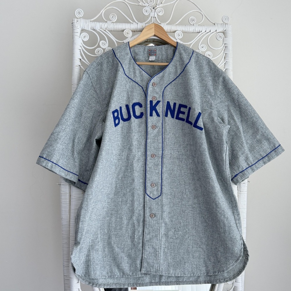 Bucknell University Jersey Mens XL Gray Baseball Ebbets Field Flannels USA Made